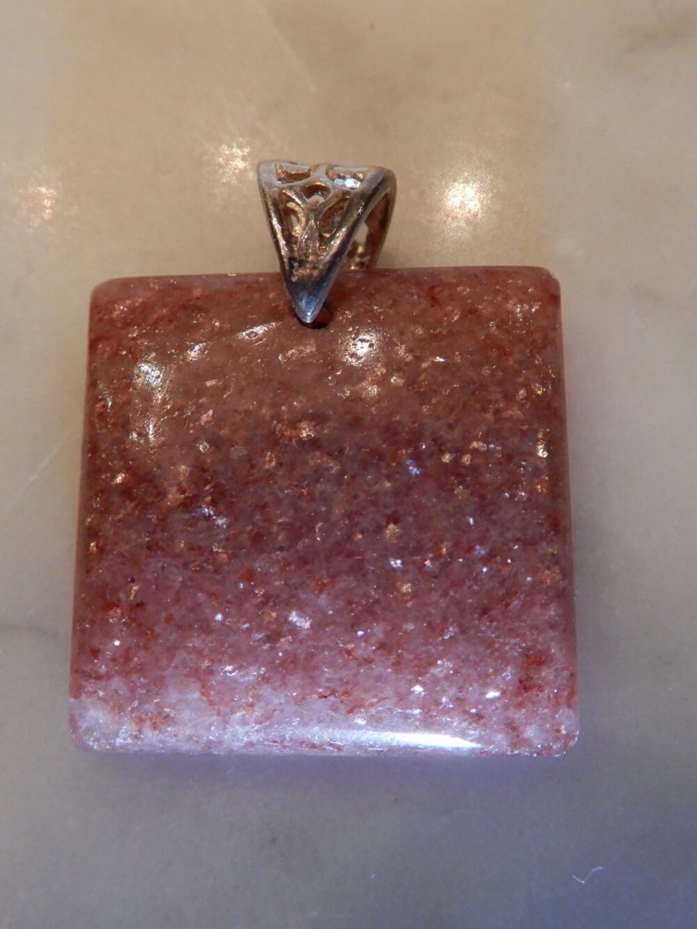Vintage Handmade Goldstone and Silver Pendant